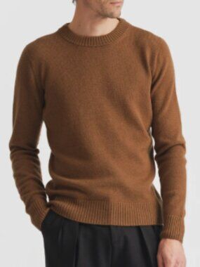 Messagerie Crew Neck Merino Wool Blend Sweater Brown Size M